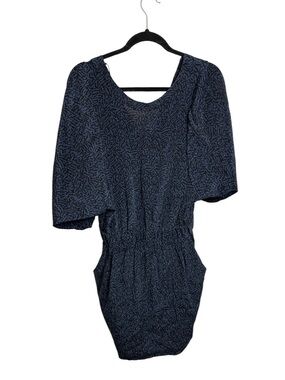 Ever brand dark blue patterned silk designed dress medium whimsigoth artsy chic